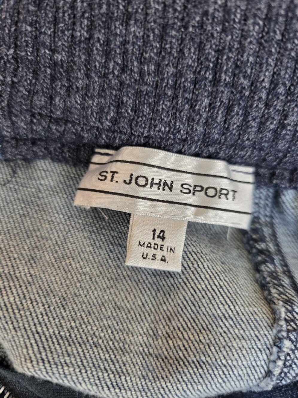 St John Sport Denim Button Front Midi Skirt Pleated Size 14 - Picture 6 of 8